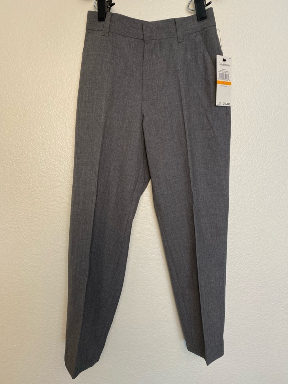 👔 NWT Calvin Klein Boys Dress Pants – Size 7 – Gray Slim Fit